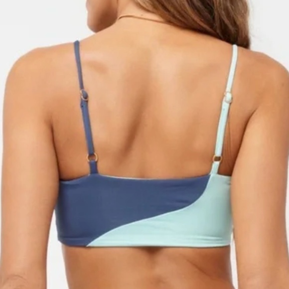 NWT L*Space Ari Colorblock Pool Blue / Slate Blue Bikini Top (Size M) - Picture 2 of 5